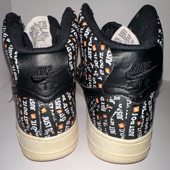 Nike Authenticated Air Force 1 High Tops Black and Orange Just Do It Size 7 - Picture 11 of 17